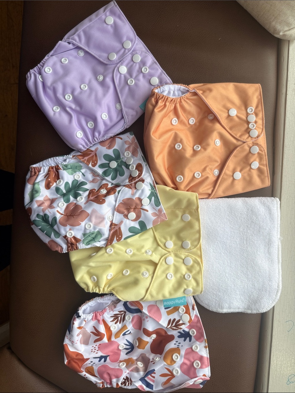 Reusable Cloth Diaper Cover Bundle: Pastel Lavender, Peach, Yellow & Prints new